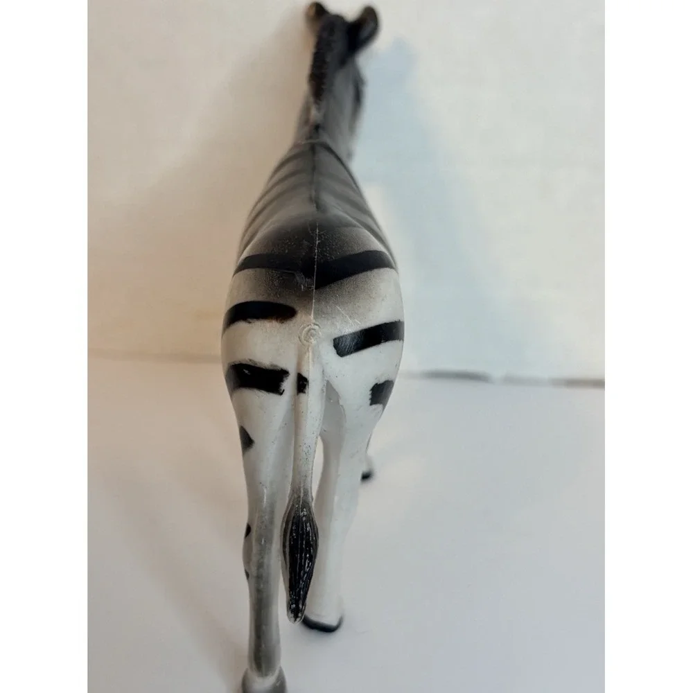 Vintage Plastic Zebra Figurine Toy Wild African Safari Animal Cake Topper